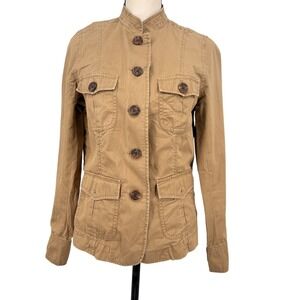 Banana Republic Women's Khaki Tan‎ Utility Jacket Mandarin Collar Size M